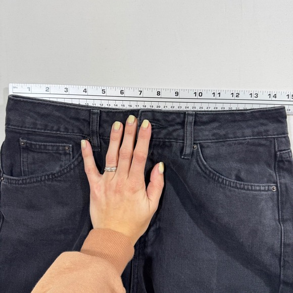 Topshop Moto Mom Jeans High Rise Tiger Embroidered Black Tall 28 Boho Streetwear - Picture 12 of 12